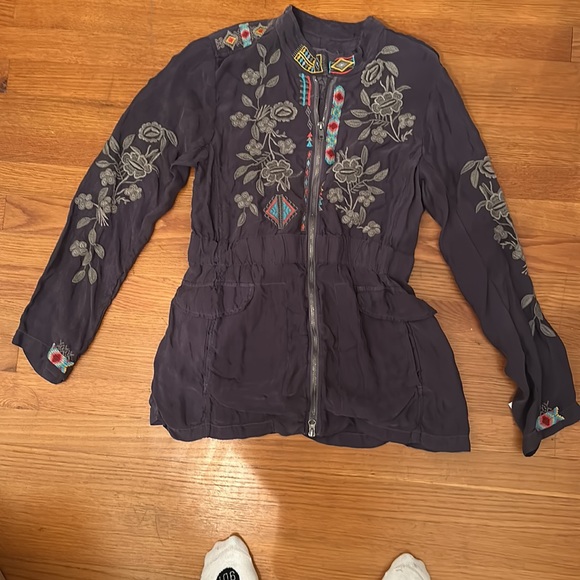 JOHNNY WAS • NWOT EMBROIDERED FLOWER MILTON CUPRA JACKET SIZE SMALL - Picture 4 of 7